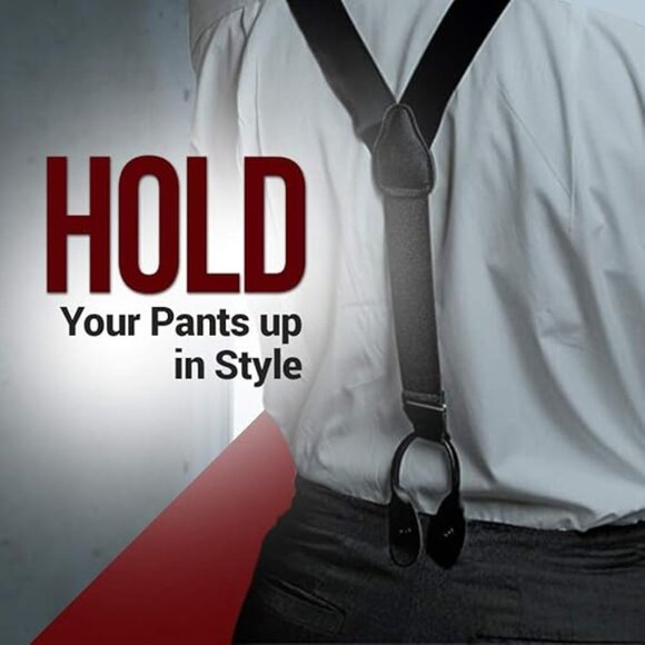 HOLD'EM 100% Silk Suspenders For Men Y-Back Button End – Burgundy - Picture 4 of 7